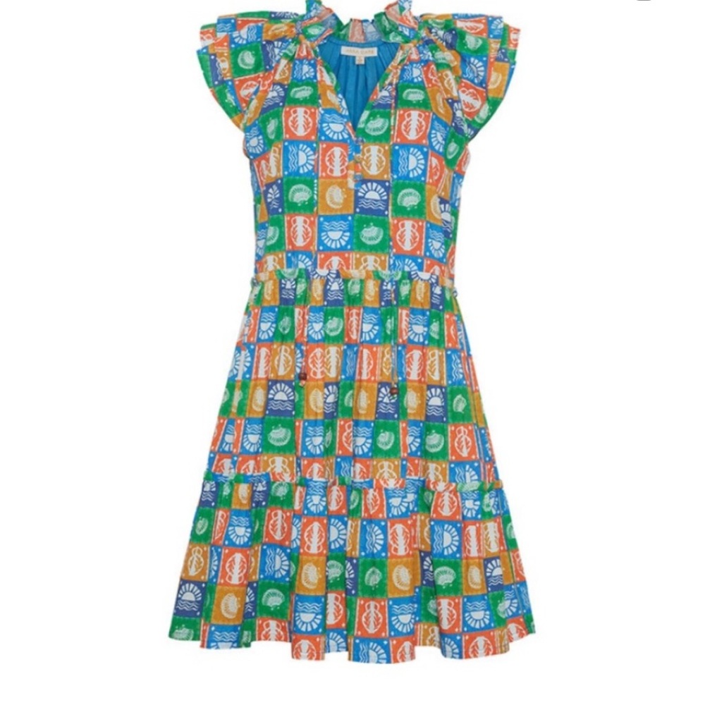 Anna Cate Aimee Ruffle Neck Flutter Sleeve Dress